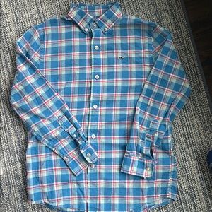 Boys Vineyard Vines Plaid Button-Down Shirt - Blue, Pink & White